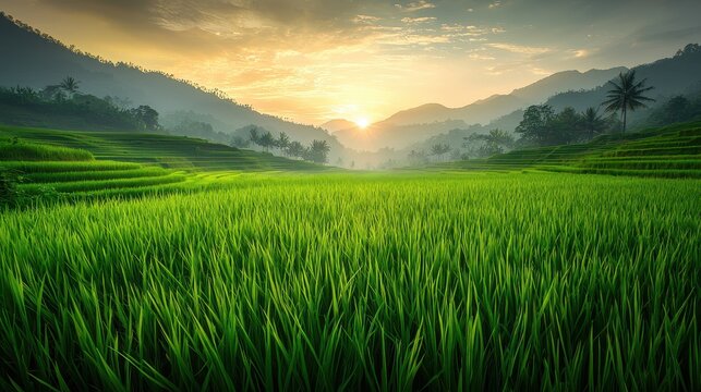 Large ripe rice feilds 