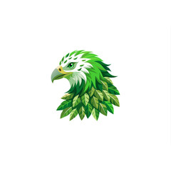bird, bold, brand, branding, eagle, eagle head, Eagle logo template, falcon, head, logo, modern, simple, sport, strength, strong, eagle leaf, eagle logo, eagle leaves, green eagle