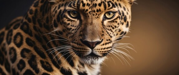 Obraz premium Close-up of a Leopard's Face with Intense Eyes and Whiskers