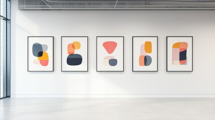 Creative Abstract Designs on Contemporary Office Wall - Ultra-Detailed 3D Render, Generative Ai