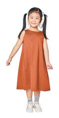 Asian girl in dress full body png mockup