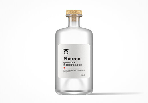 Frosted Glass Pharma Bottle Mockup