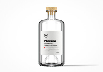 Clear Glass Pharma Bottle Mockup