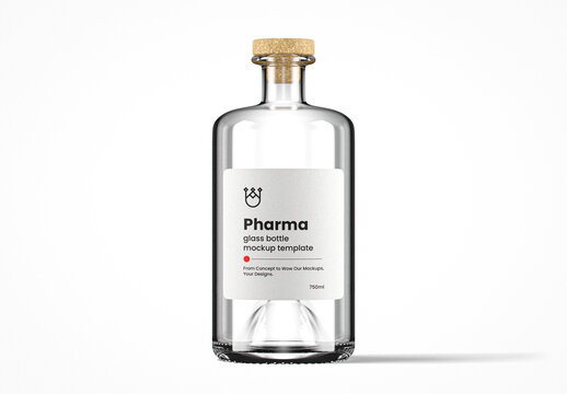 Clear Glass Pharma Bottle Mockup