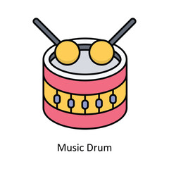 Music Drum vector filled outline icon design illustration ,music equipment symbol on white background ,EPS 10 file 