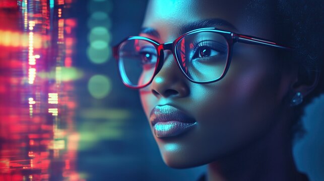 Cyber security concept with African American woman