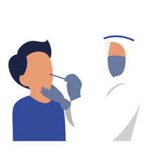 Png swab test COVID 19, diagnostic testing flat illustration