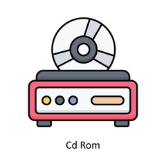 Cd Rom vector filled outline icon design illustration ,music equipment symbol on white background ,EPS 10 file 