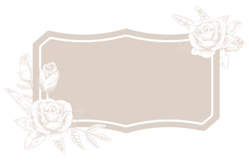 White floral pattern on a brown badge design element
