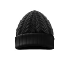 Naklejka premium Blank black knitted beanie, winter hat isolated on transparent background. Generative ai