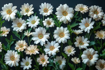 Obraz premium A close up of a bunch of white flowers with green stems