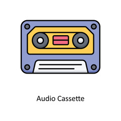 Audio Cassette vector filled outline icon design illustration ,music equipment symbol on white background ,EPS 10 file 