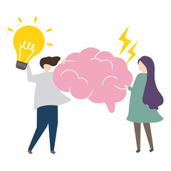 Ideas & brainstorm png cartoon clipart, business illustration on transparent background