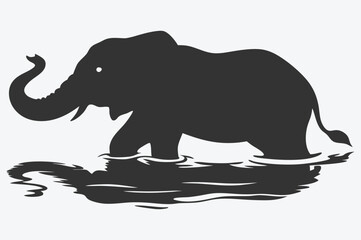 Majestic Elephant Silhouette Vector, Bold Wildlife Design in Stunning Simplicity