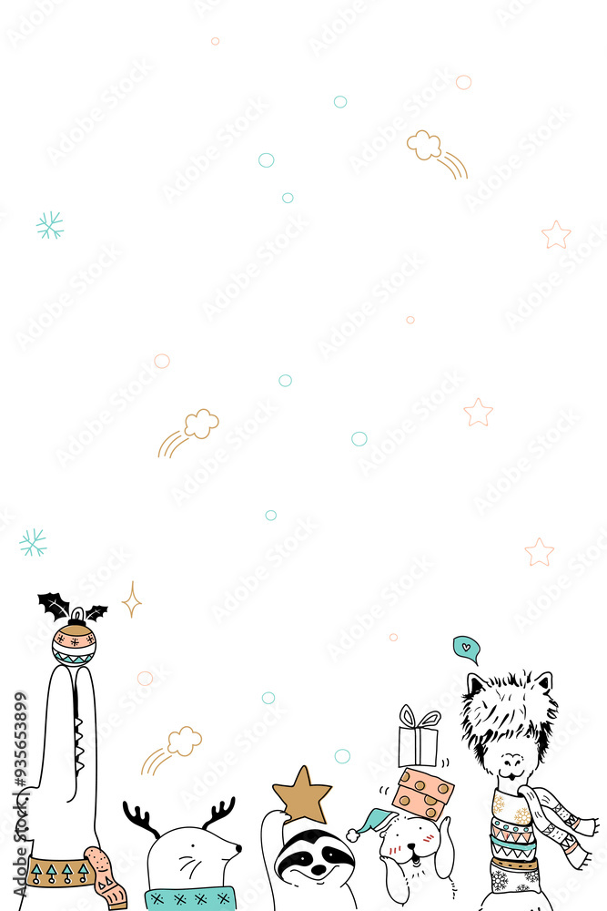 Canvas Prints Christmas celebration png doodle animal cartoon