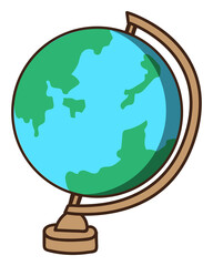 Png world globe doodle sticker, transparent background