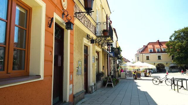 Sandomierz tenement house street in old town in Poland