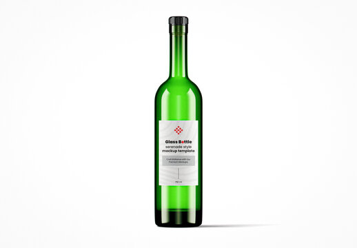 Green Glass Serenade Bottle Mockup