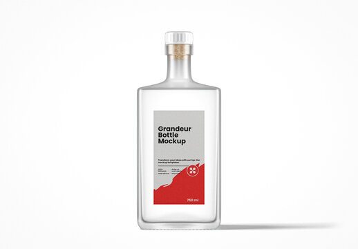 Frosted Glass Grandeur Bottle Mockup