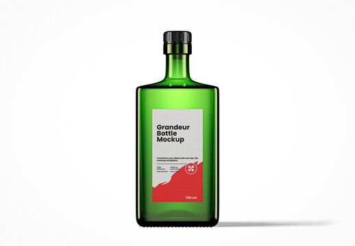 Green Glass Grandeur Bottle Mockup