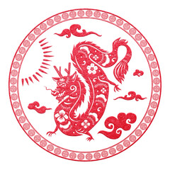 Chinese New Year dragon png badge red animal zodiac sign