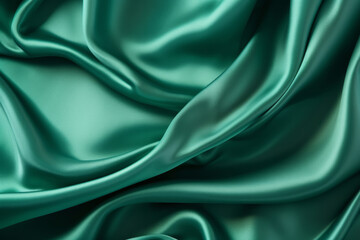 Fototapeta premium Processed collage of emerald green silk surface texture. Background for banner, backdrop