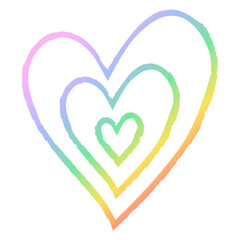 Png rainbow heart design element in hand drawn style