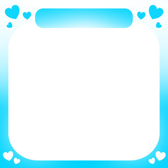 blue square frame and topic banner with heart in corner
