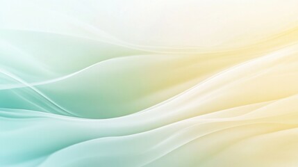 Obraz premium Soft and abstract waves in pastel greens and yellows creating a calming atmosphere.