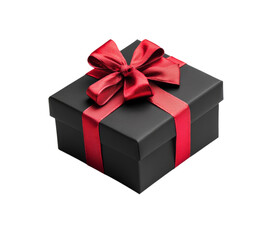Obraz premium 3D Black Friday gift box icon with a red bow and sale tag isolated on transparent background 