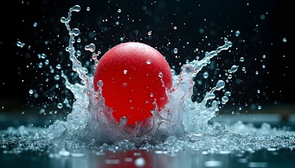 Large splash in clear water against a dark background, showcasing a dynamic water effect.