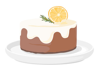 Lemon cake png, food sticker illustration
