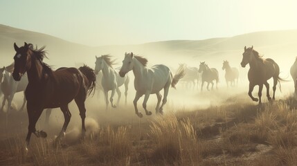 Wild Horses Running Through Dust
