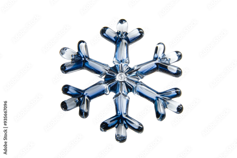 Poster 3d glass snowflake with intricate details and frosty edges isolated on transparent background