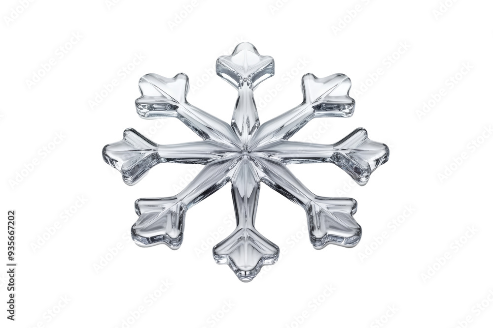 Aufkleber 3d glass snowflake with intricate details and frosty edges top view isolated on transparent backgrou
