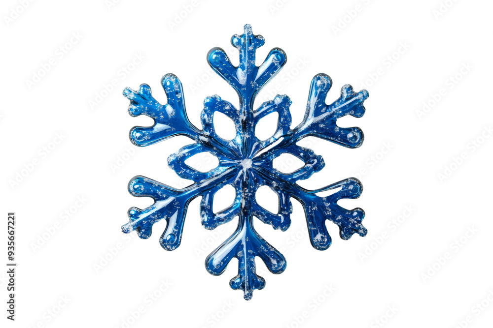 Poster 3d glass snowflake with intricate details and frosty edges top view isolated on transparent backgrou