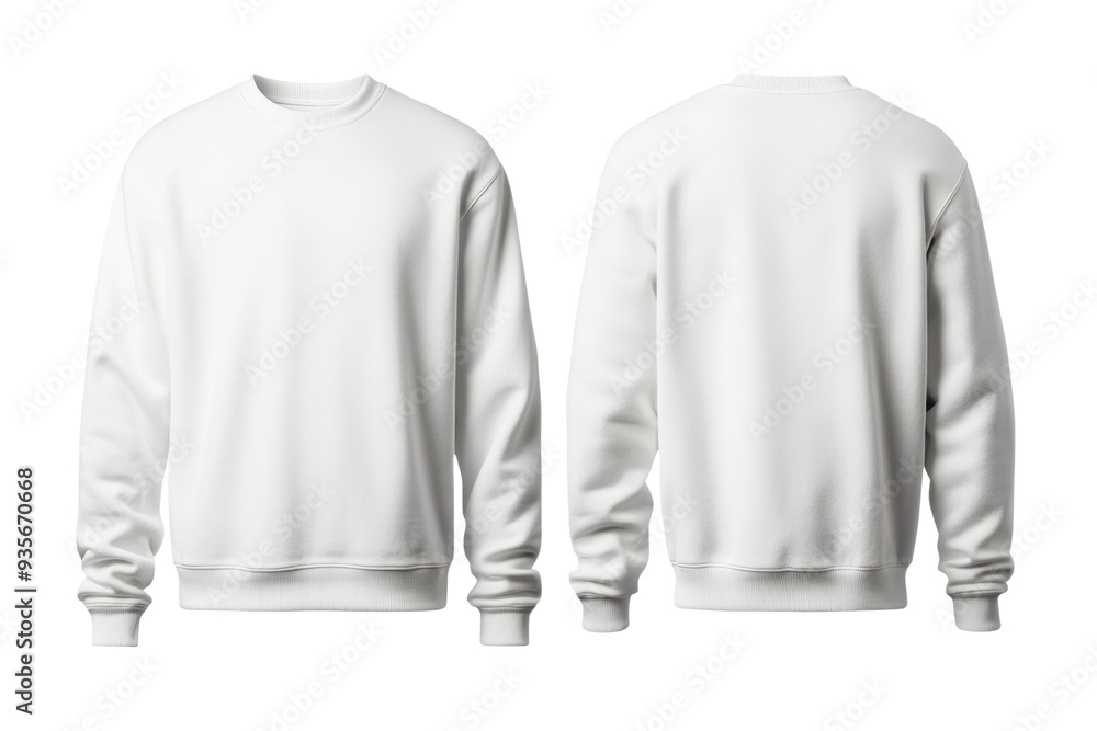 Poster elegant transparent pullover front and back mock up with ribbed collar and cuffs isolated on transpa