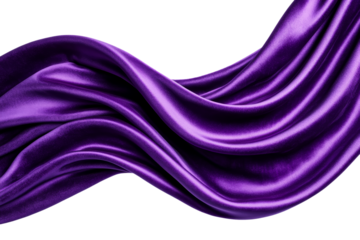 Majestic royal purple velvet curtain flowing in soft waves isolated on transparent background 