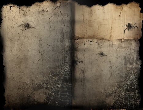 Black spider web vintage paper 2 page junk journal pages 