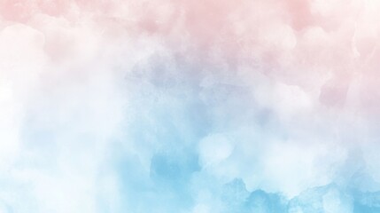 A smooth blend of pink, blue, and white hues creating a dreamy, abstract watercolor background.