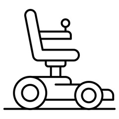 Electric Wheelchair Icon Design. Represents Motorized Wheelchair, Electric Mobility, Mobility Assistance, Accessible Transport. Transparent PNG.