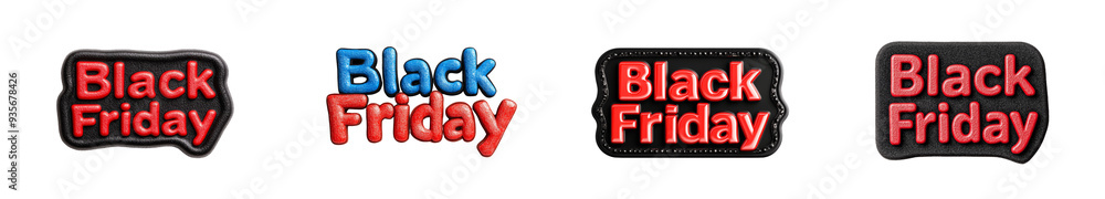 Canvas Prints Set of Black Friday sale banners in various styles, isolated on a transparent background, perfect for holiday promotions