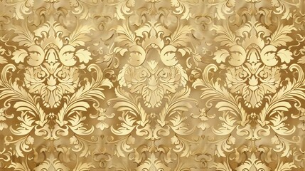 A closeup of a golden floral pattern on a textured surface. AI generated illustration