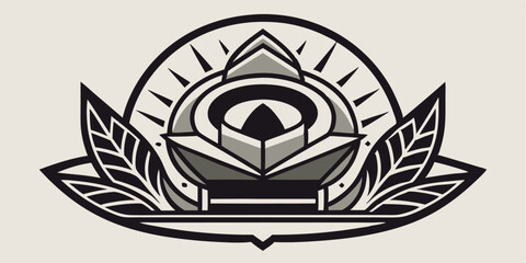 emblem design with shield with crown and ribbon