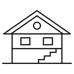 Stairs Over One Floor Icon Design. Represents Single Floor Stairs, One-Floor Stairs, Single-Level Stairs, One Story Stairs. Vector icon.