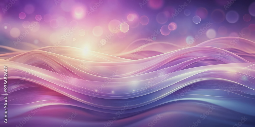 Poster soft pink and purple waves flow gently in a calming motion, creating a serene and peaceful abstract 