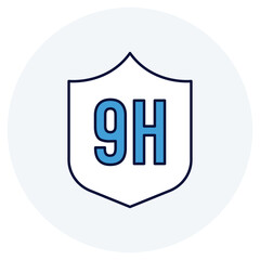 9H Durability Icon Design. Represents High Hardness, 9H Hardness, Extreme Durability, Scratch Resistance. Vector icon.