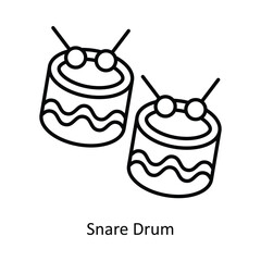 Snare Drum vector outline icon design illustration ,music equipment symbol on white background ,EPS 10 file 