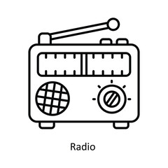 Radio  vector outline icon design illustration ,music equipment symbol on white background ,EPS 10 file 