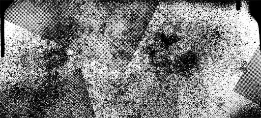 Grunge texture with black border with black ink dripping from the side. Monochrome abstract background made of halftones and ink. 